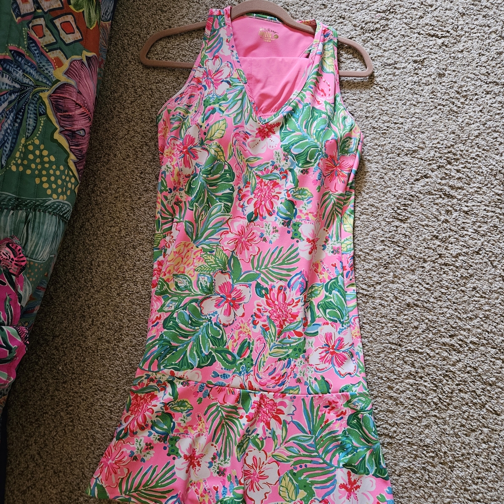 Lilly Pulitzer Pink and Green Floral Mini Dress